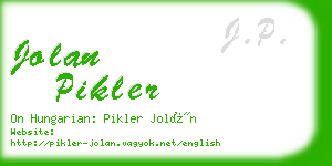 jolan pikler business card